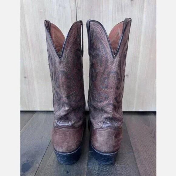 Lucchese Classic Men's Handmade Cowboy Boots Size 11 Brown Leather Flame Stitch - Picture 5 of 7